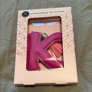 Monogram K Keychain in Magenta Pink